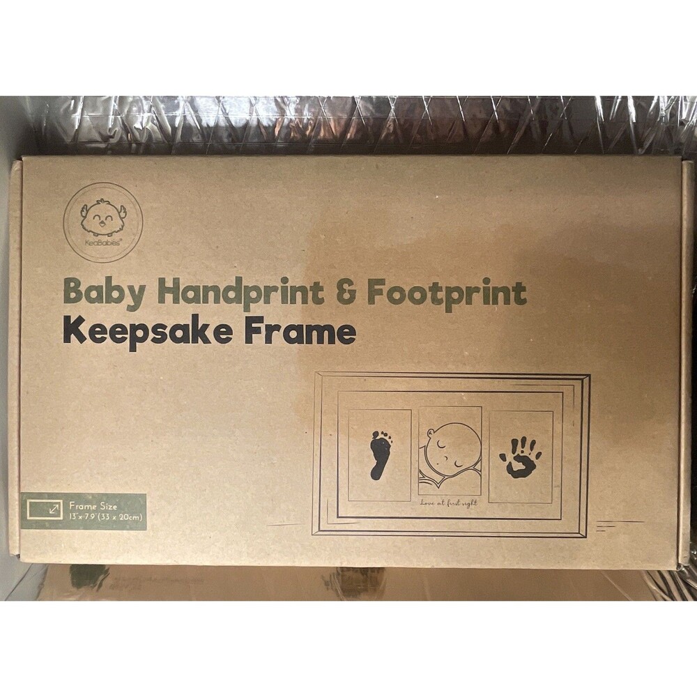 KeaBabies Wood Frame Baby's Print Frame, Can Hold Photos and Hand/Foot 13x7.9